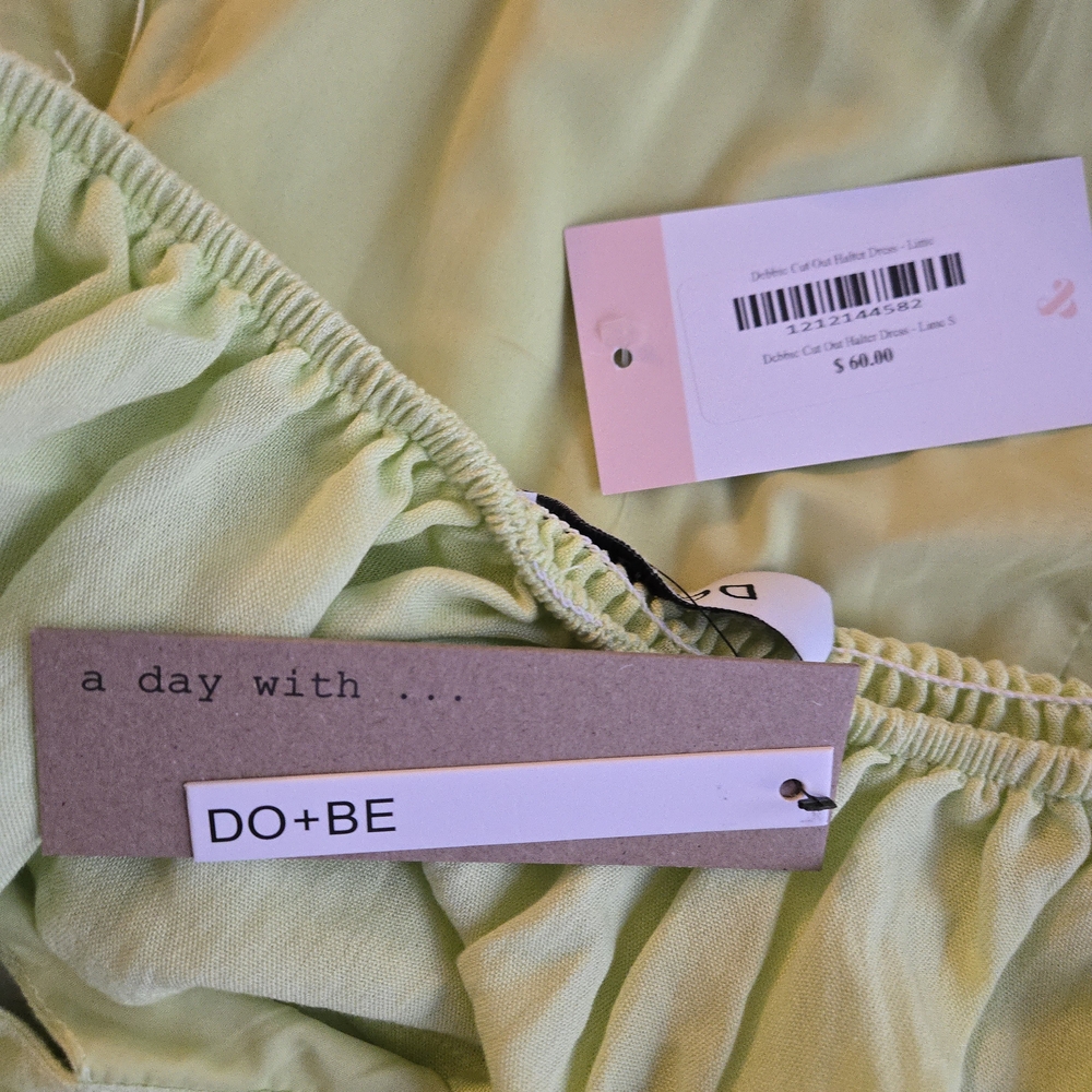 DO+BE Debbie Cut Out Halter Dress Lime Green Mini - Picture 14 of 16